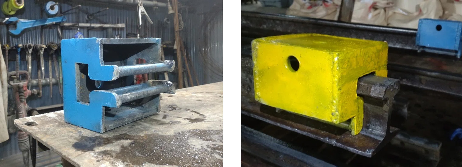 線路の大きさに合わせたボックス状の器具を自作したそう(寿建設 公式noteより)